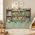 thumbnail image 4 of Hiphuta 3-tier 55"in Large Kids Bookcase with Toy Storage Organizer, Wood Toy Organizer of 6 Boxes & 4 Removable Drawers, Green, 4 of 6