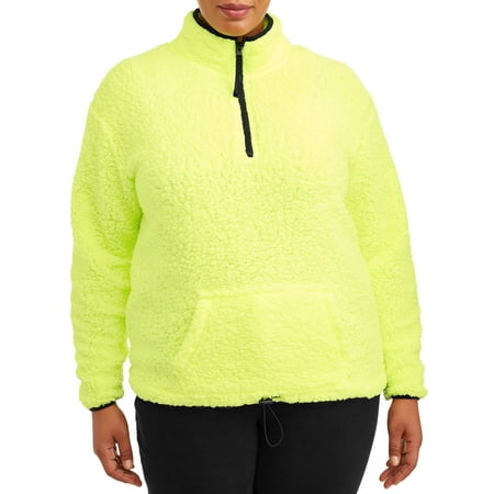 No Boundaries Juniors' Plus Size Quarter-Zip Pullover Sherpa Sweatshirt