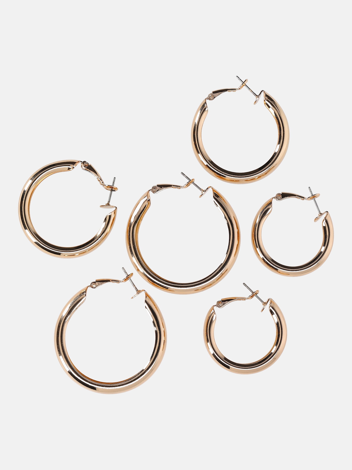 No Boundaries Chunky Hoop Earrings, 3-Pack, Women's