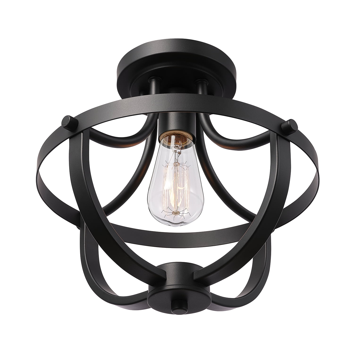 Globe Electric Stellan 1-Light Matte Black Indoor Flush Mount Ceiling Light