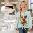 thumbnail image 6 of Xoenoiee Highland Cattle Sunflower Butterfly Print Girls Casual Tunic Tops Long Sleeve Loose Soft Blouse Fall Clothes T-Shirt Tie Front Knot Tops Pullover Sweatshirt, 5-6 Years, 6 of 7