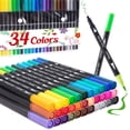thumbnail image 1 of Rotuladores para colorear, marcador de punta de pincel doble para colorear para adultos, bolígrafo de punta fina de caligrafía de 34 colores para principiantes, planificador de diario, dibujo, garabat, 1 of 5