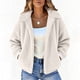 thumbnail image 1 of HongQid Women's Coat Casual Lapel Fleece Fuzzy Faux Shearling Zipper Coats Warm Winter Cropped Outwear Jackets, 1 of 8