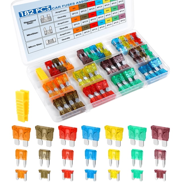 Kit surtido de fusibles para coche, 182 piezas, cooclensportey con extractor de fusibles