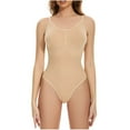 thumbnail image 2 of Viluyesy Womens Thong Shapewear, Backless Tight Fit Scoop Neck Everyday Seamless Sculpting Bodysuit Beige M, 2 of 5