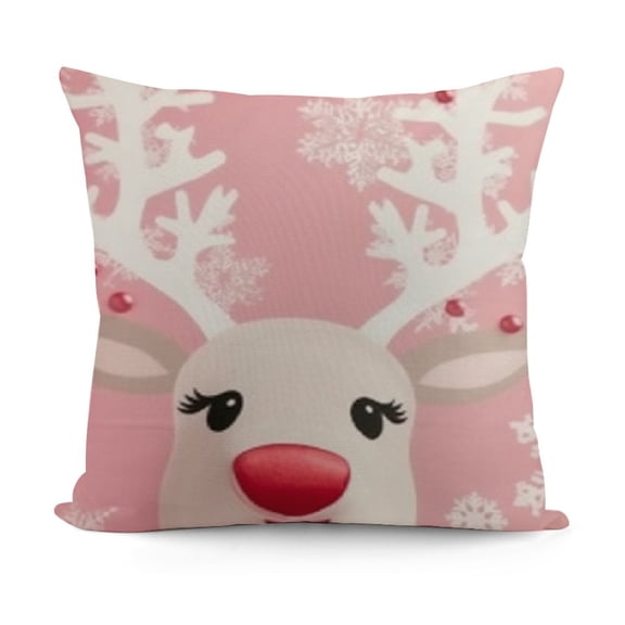 SHANXI Christmas Pillow Covers Pink Decorative Pillow Cases Merry Christmas Square Throw Pillows Home Decor for Sofa Couch Bedroom Outdoor 12x12in