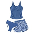 thumbnail image 5 of Xudanell Girls Tankini Swimsuits with Shorts 2 Piece Criss Cross Bathing Suits Top with Pockets Bottom Swimwear (13-14 Years,Blue), 5 of 5