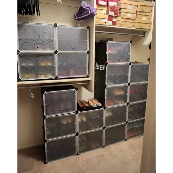 Portable Shoe Rack - 72 Pairs Shoe Storage, 12-Tier Closet Organizer with Doors