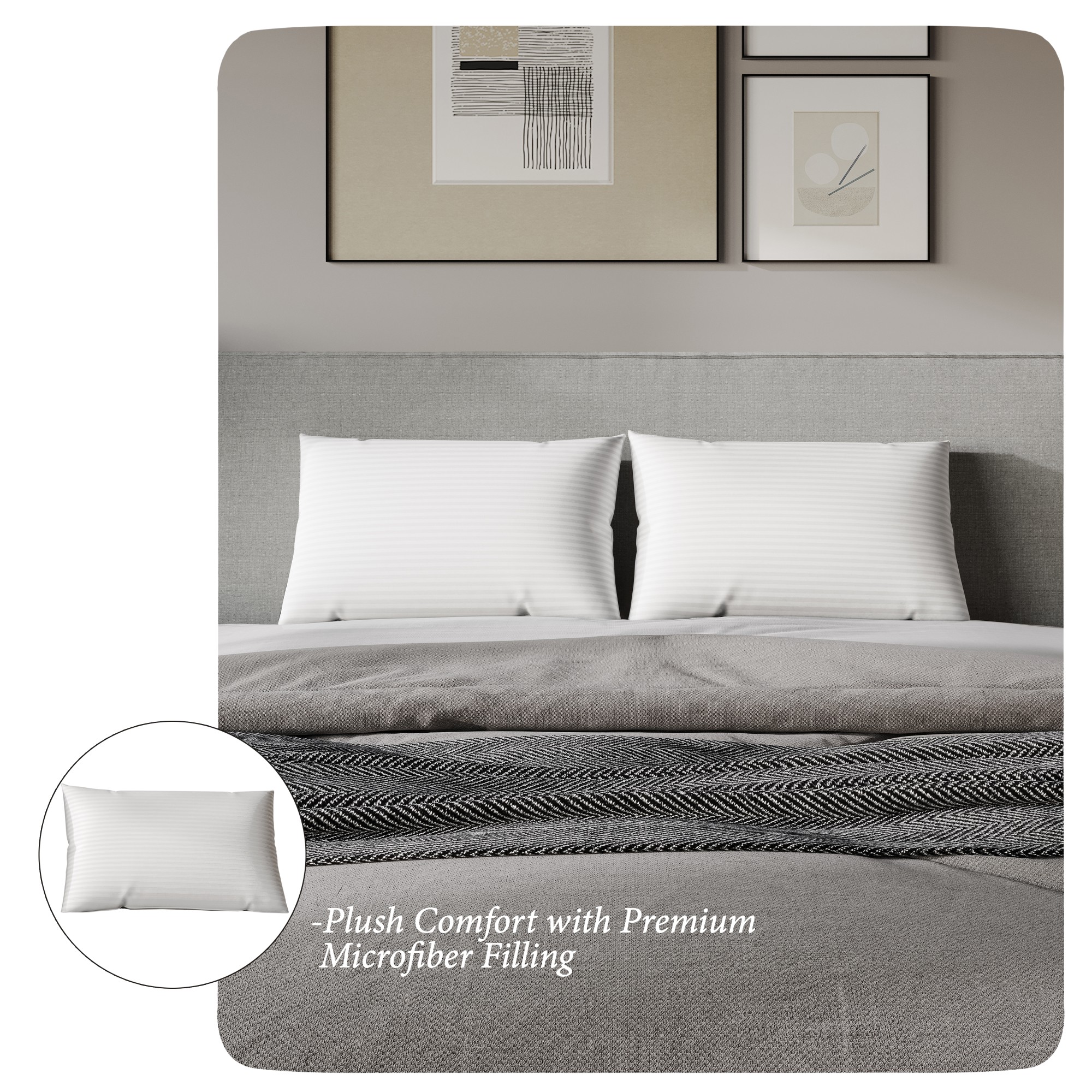 Home Design Windsor King Size Bed Pillows (Set of 2) – Down Alternative Microfiber Hotel Pillows