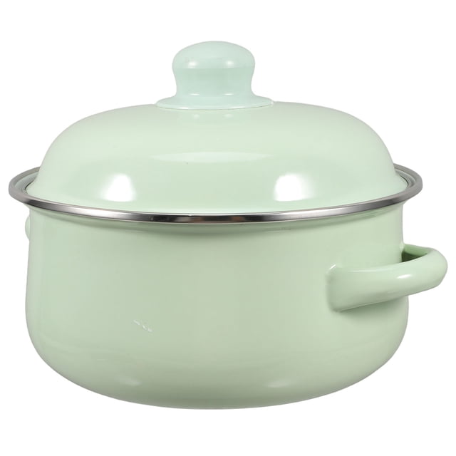 GOOHOCHY Multifunctional Cooking Stew Soup Pot Enamel Stockpot Green For Home Kitchen 1Pcs