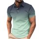 thumbnail image 1 of Camisetas de Manga Corta de los Hombres Casual Gradiente Solapa Botón Arriba Camiseta, Top Ligero para el Hogar, Uso Diario Y Cómodo, 1 of 5