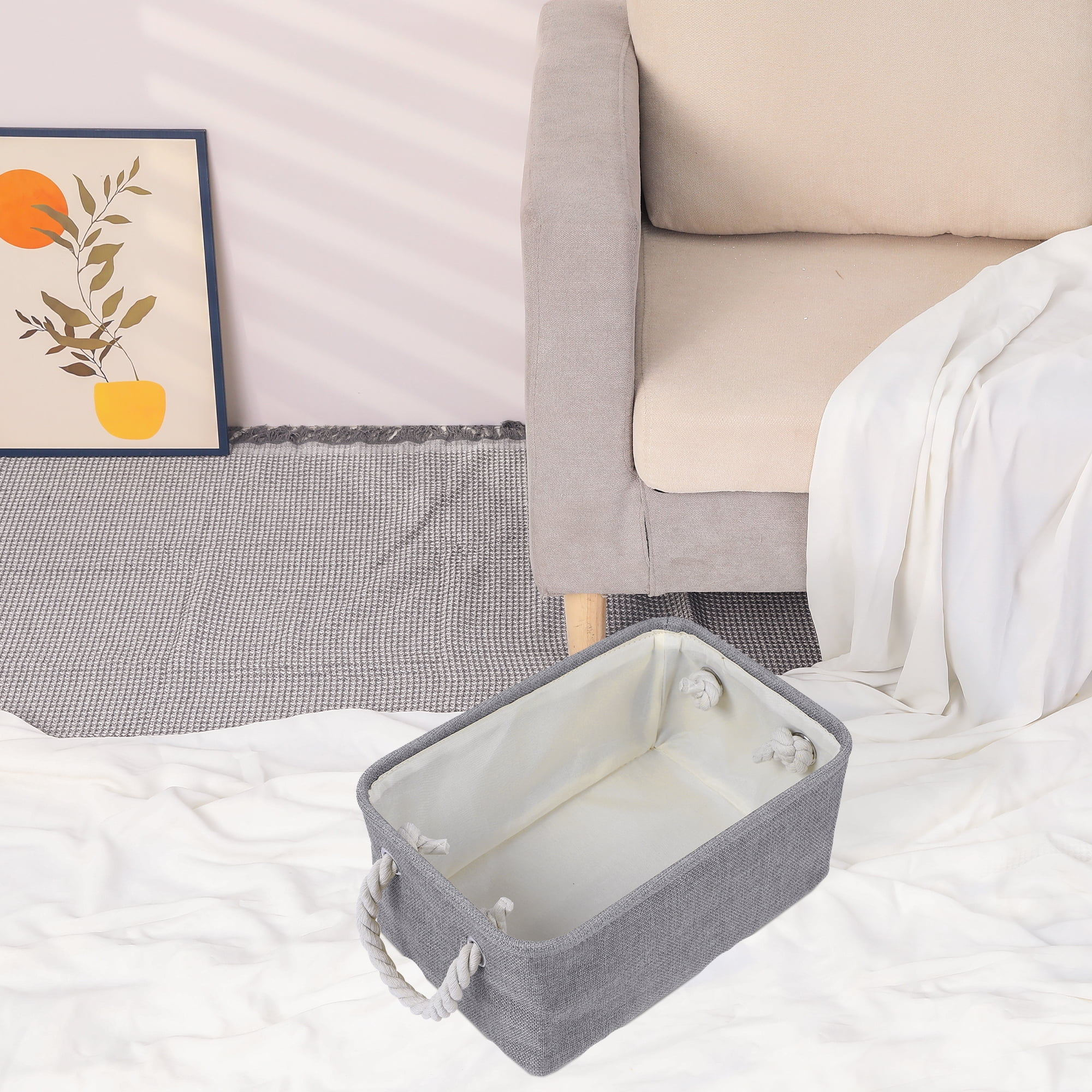 Unique Bargains Storage Bin with Handles for Closet Organizers Gray 12.2"x8.3"x5.1"