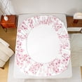thumbnail image 5 of Manfei Cherry Blossom 4 Pieces Queen Sheet Sets,Japanese Flower Ultra Soft Flat Sheet,Pink White Queen Fitted Sheet,Breathable Floral Bedroom Decorative, 5 of 7