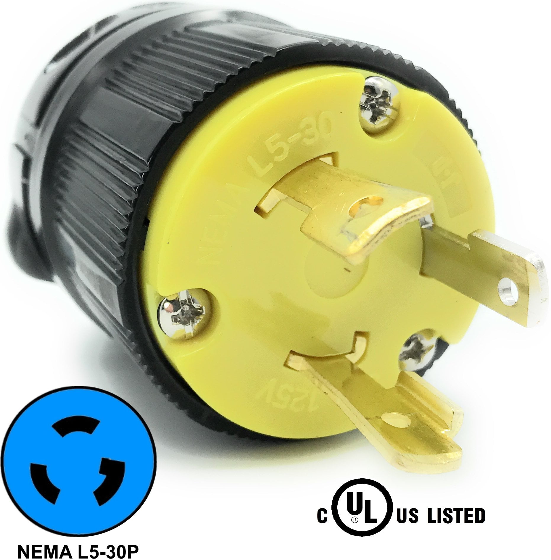 Replacement Flanged Inlet 30 Amp 125 Volt Male Twist Lock 3 Wire Nema L5-30P 