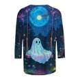 thumbnail image 5 of Yeaiivve Halloween 3/4 Sleeve Tops for Women Ghost Moon Printed Plus Size T-Shirts Soft Casual Crewneck Tee Comfy Breathable Holiday Party Blouse L, 5 of 5