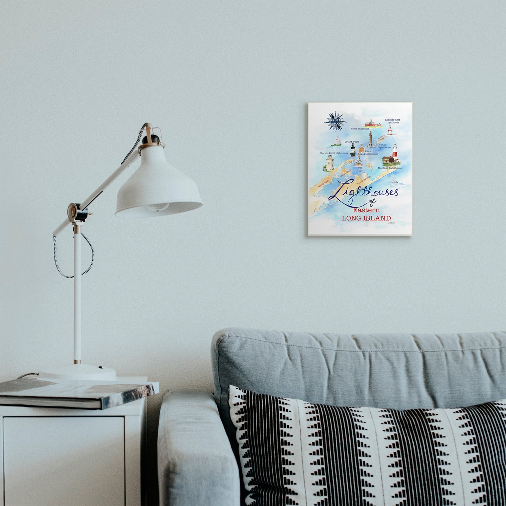 Stupell Industries Nautical Map of Eastern Long Island Lighthouses Wall Plaque, 10 x 15, Design by Melissa Hyatt LLC