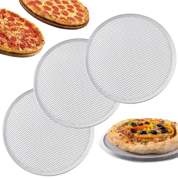 3 Pack 12 inch Pizza Screen,Round Pizza Pans,Aluminum Mesh Pans with Holes,Nonstick Pizza Trays,Oven Baking Sheet,Pizza Baking Tray for Kitchen Cooking Supplies,HYG