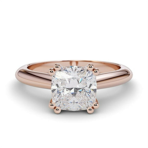 2.00 Ct Solitaire Cushion Shaped Natural Moissanite Diamond Engagement Rings for Her Solid 14K Rose Gold