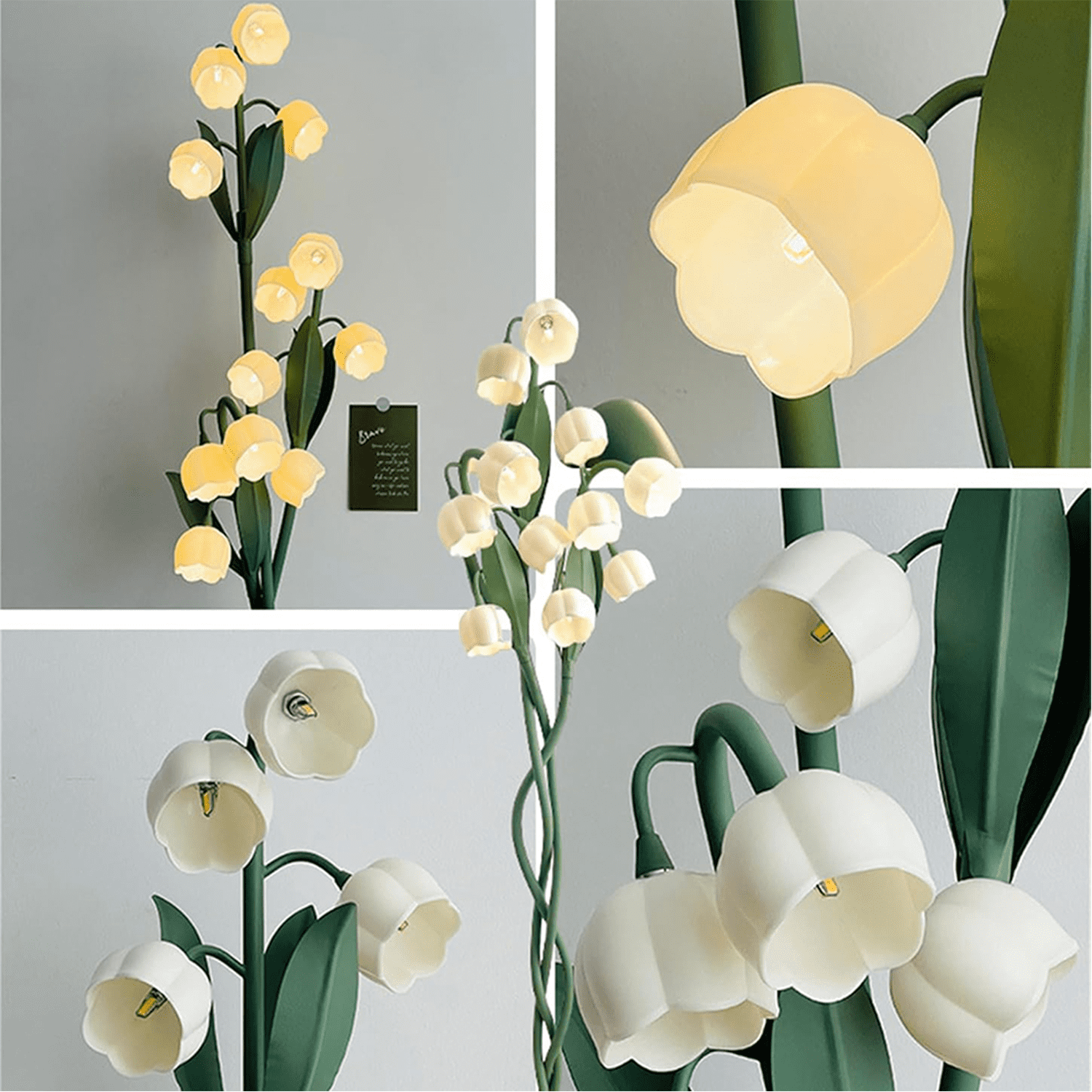 12 Heads Flowers Floor Lamp: Adjustable Lily of the Valley Light with 3 Bendable Stems - Retro Vintage Style 63-Inch Tall Floor Lamp for Living Room - Plug In Ready with Cream Bulb