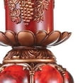 thumbnail image 4 of 20" Brown and Red Faux Marble Tabletop Candle Holder and Candle, 4 of 7