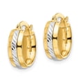 thumbnail image 2 of Finest Gold 14K Yellow & Rhodium with Diamond-Cut Hoop Earrings, 2 of 3