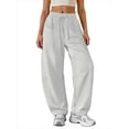 thumbnail image 2 of Sundazz Barrel Sweatpants Women Baggy Wide Leg Sweat Pants Drawstring Workout Pants with Pockets, XS-XL, 2 of 7