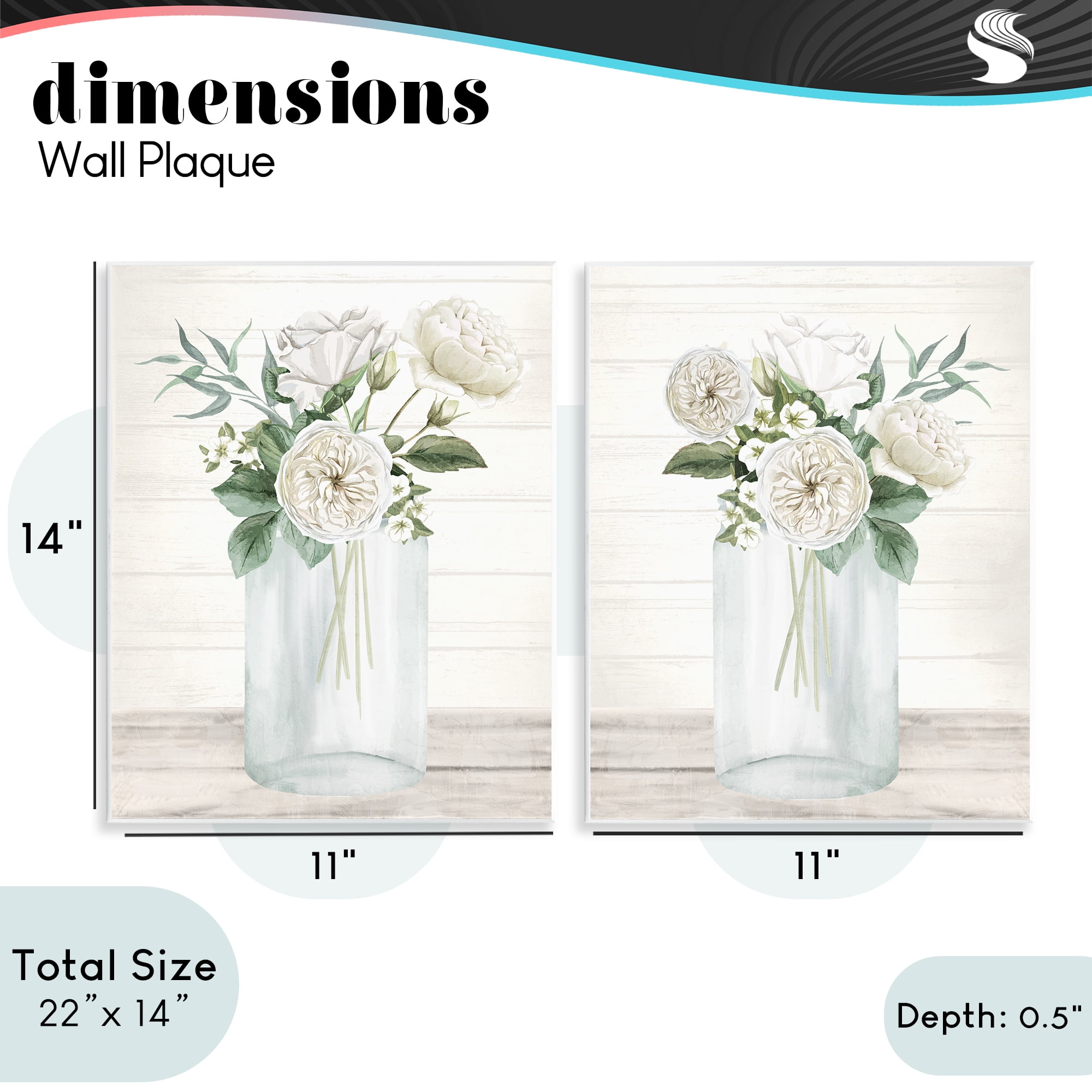 Stupell Industries Soft Patience Flowers 2 Piece Wall Plaque Art Set, design by Kim Allen