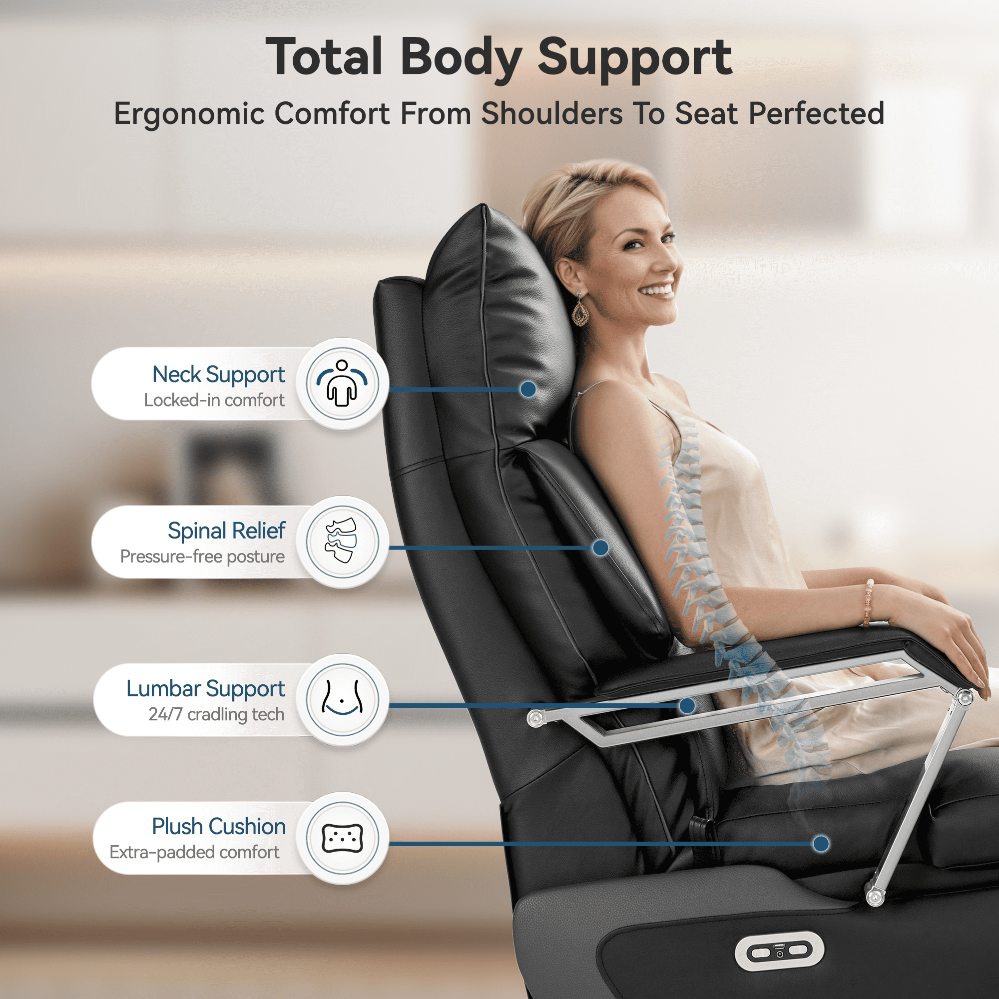 OKUP M80 Electric Power Reclining Office Chair with Footrest, Microfiber Leather Dual Motor Office Chair for Big and Tall 420lbs, Beige