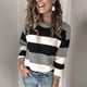 thumbnail image 3 of Suéter de punto con rayas de colores contrastantes para mujer, suéter holgado de estilo europeo y americano para otoño e invierno, 3 of 6