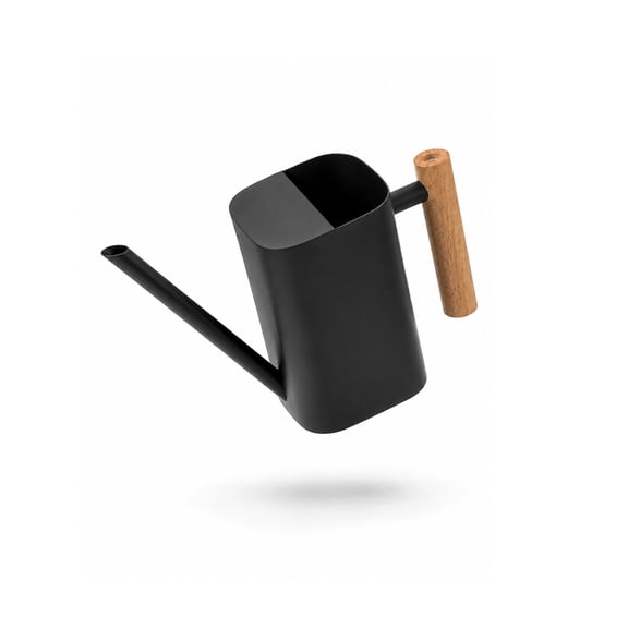 Laposso 500ml Stainless Steel Watering Can, Modern Black Watering Pot with Long Spout & Wooden Handle, Small Indoor Watering Can for House Plants, Succulents, Flowers and Bonsai