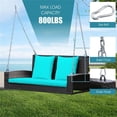thumbnail image 3 of Pemberly Row 2 Person Patio Rattan Hanging Porch Swing Bench Chair Turquoise, 3 of 8