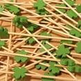 thumbnail image 6 of BambooMN 5.9 Inch Decorative Green Clover Bamboo Cocktail Sandwich Fruit Swizzle Picks, Luck of the Irish Party Supplies, 100 Pieces, 6 of 6