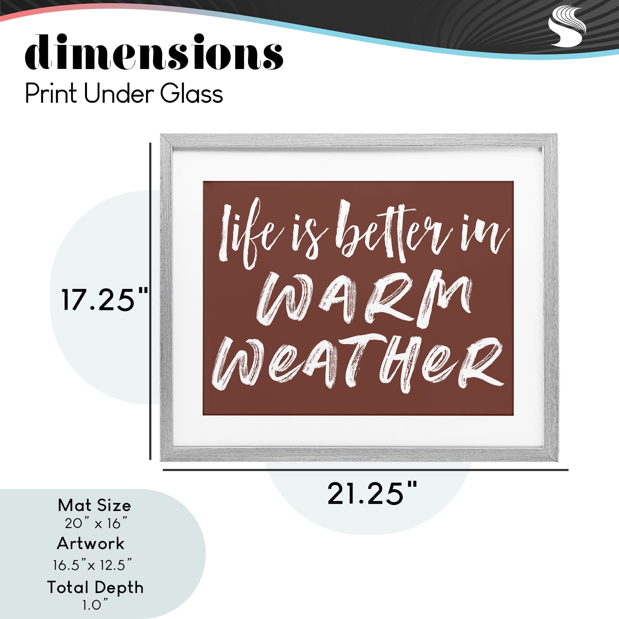 Life Is Better In Warm Weather Gray Framed Print Under Glass, design by Lettered and Lined