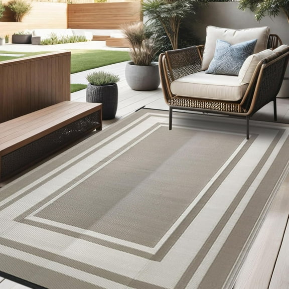 Outdoor Rugs 5x8 for Patios Clearance,Waterproof Mats for Porch,Deck,Plastic Straw Area Rugs for Backyard,Balcony,Reversible,Geometric