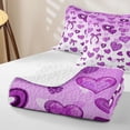thumbnail image 4 of Homewish Cartoon Heart Bowknot Bed Spread Queen,Purple White Queen Coverlet Set,3pcs, 4 of 7