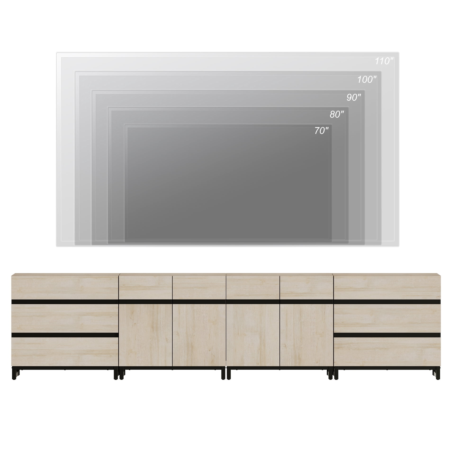 Modern TV Stand For Tvs Up To 120 Inches, 4-In-1 Entertainment Console With 6 Drawers And Adjustable Shelves, Media Cabinet For Living Room Or Bedroom,Beige