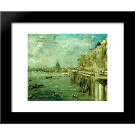 View Terrace - Somerset House Terrace and the Thames A View from the North End of Waterloo Bridge with St. Paul's Cathedral in the distance 20x24 Framed Art Print by John Constable
