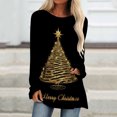 thumbnail image 2 of PATLOLLAV Womens Long Sleeve Floral Casual Shirts Solid O-Neck Pullover Loose Tunic Tops Christmas Tree Blouse, 2 of 6