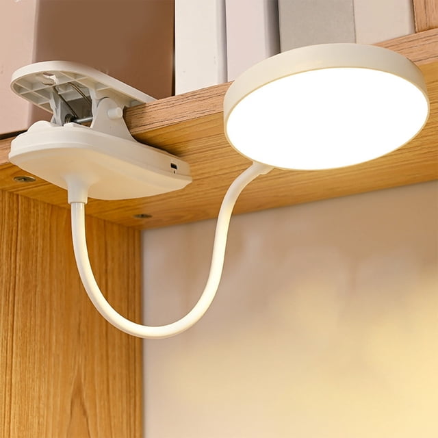 Lámpara de clip RFUGUG para el hogar, la oficina, el dormitorio, la mesita de noche, lámpara de lectura a batería, luz de clip para cama, luz de batería con clip con puerto de carga USB, lámpara de