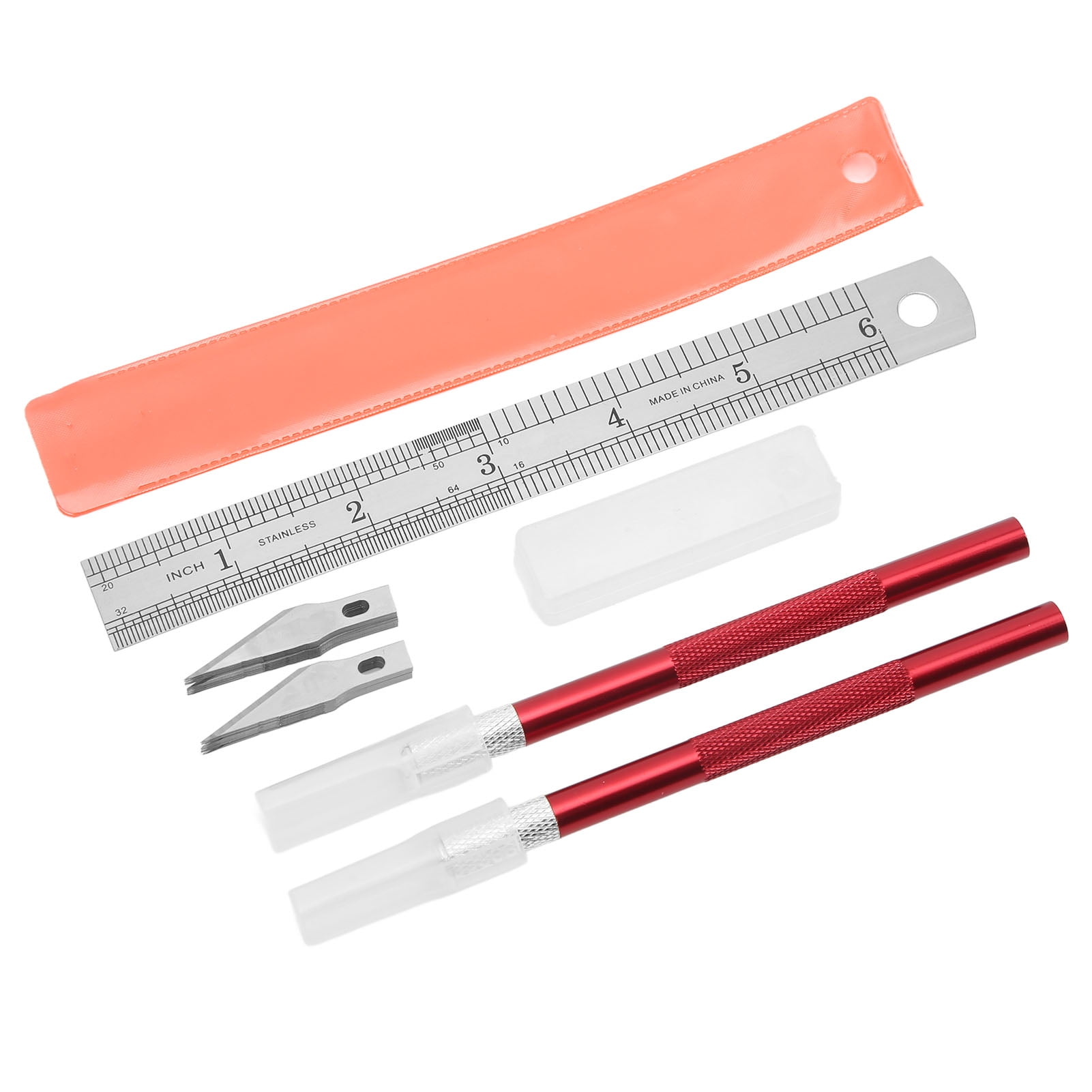 1PCS Exacto Knife Hobby Knife with Safety Cap and Craft Ruler and 20PCS Exacto  Blades for Crafting and Cutting Carving Scrapbooking Art Work Cutting (Red)  