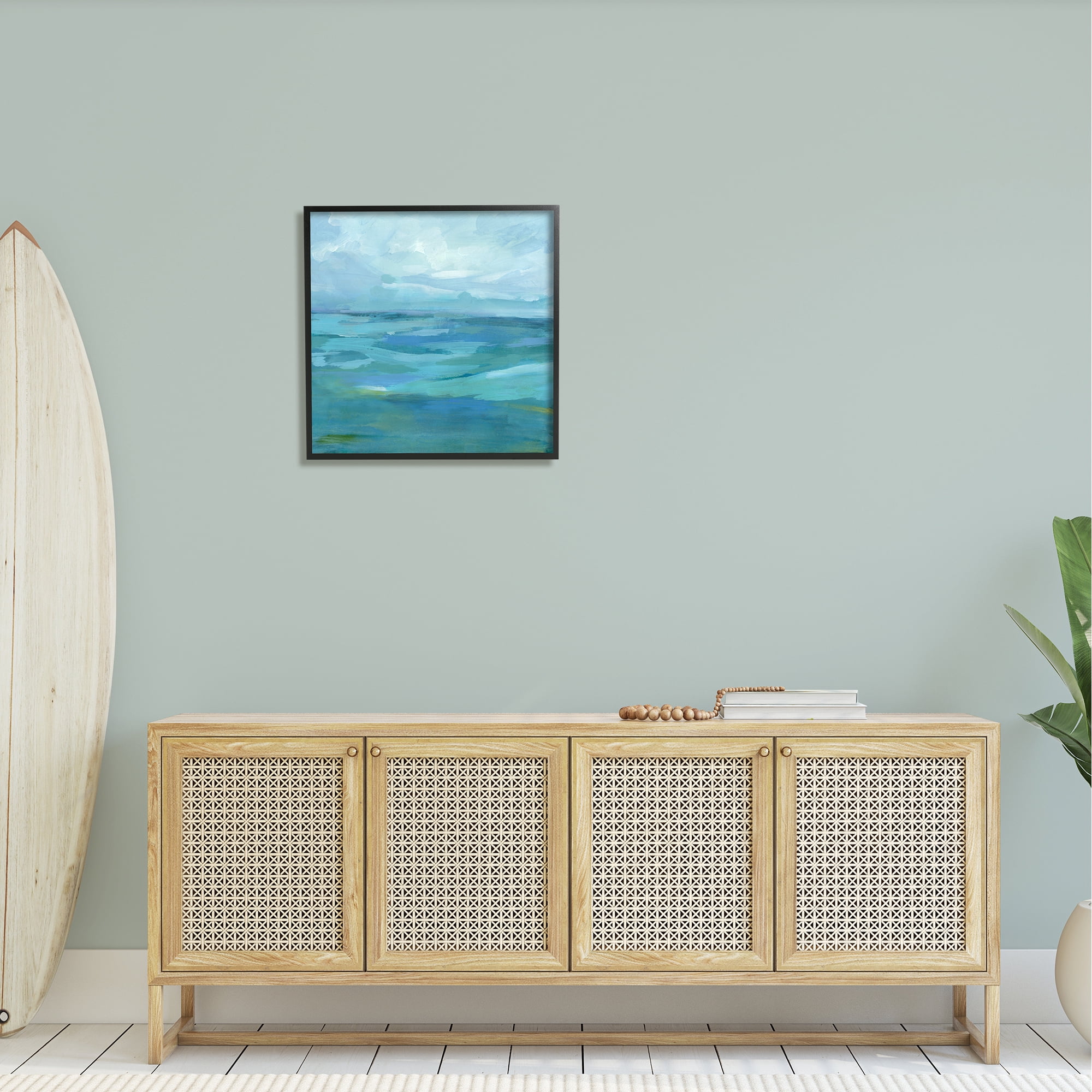 Stupell Flowing Ocean Tide Abstract Landscape Painting Black Framed Art Print Wall Art