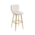 thumbnail image 5 of Accent Chair Velvet Upholstered Bar Stool Chair with Sturdy Metal Legs and Footrest,Counter Height Chair with Soft Back for Living Room Dining Room Bedroom Office Room， Ivory, 5 of 7