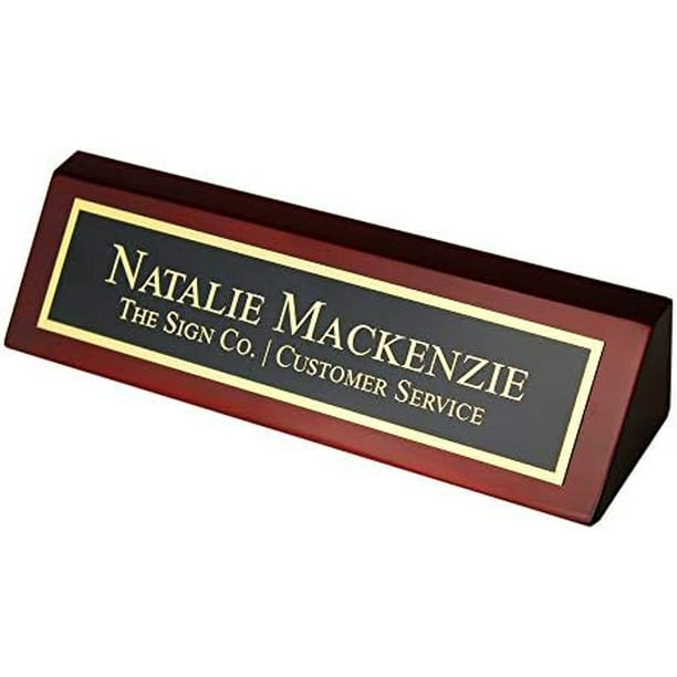 Personalized Office Name Plate For Desk Engraved Business Desk Name Plate In Rosewood