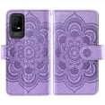 thumbnail image 4 of Compatible with Metro TCL Ion X/Ion V/40Z T607DL Wallet Phone Case and Tempered Glass Screen Protector Flower Faux Leather Flip Credit Card Holder Stand Zipper Cell Cover for T430W 2023 Women Purple, 4 of 8