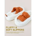 thumbnail image 6 of Spencer Women's Fuzzy Slippers Plush House Slippers Open Toe Thick Sole Slippers Cozy Bedroom Shoes Indoor Outdoor Fluffy Slides, White, Size 9-10, 6 of 11