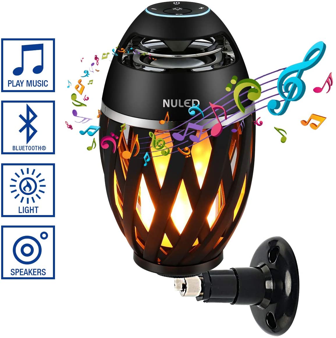 NUNET LED Lighting Bluetooth Portable Speaker, Black