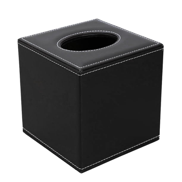 Cubierta de caja de pañuelos faciales Cuadrados Sunnimix Tapa del soporte del pañuelo facial Negro