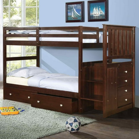 Donco Kids Twin over Twin Bunk Bed with Storage Walmart