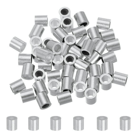 50Pcs 3/16" Aluminum Crimping Loop Sleeve for Wire Rope and Cable, Round