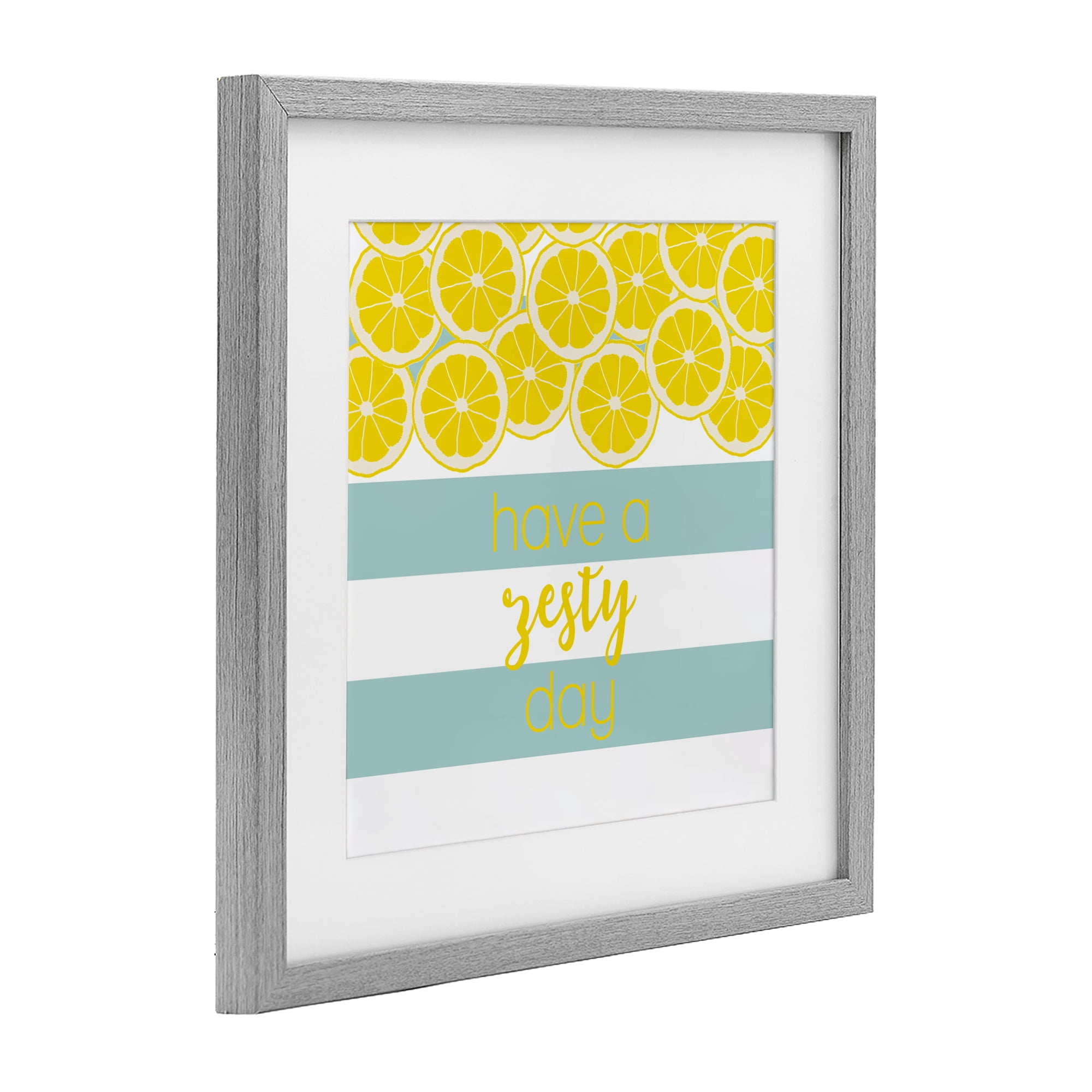 Stupell Industries Zesty Citrus with Stripes Gray Framed Print Under Glass, design by Anna Quach
